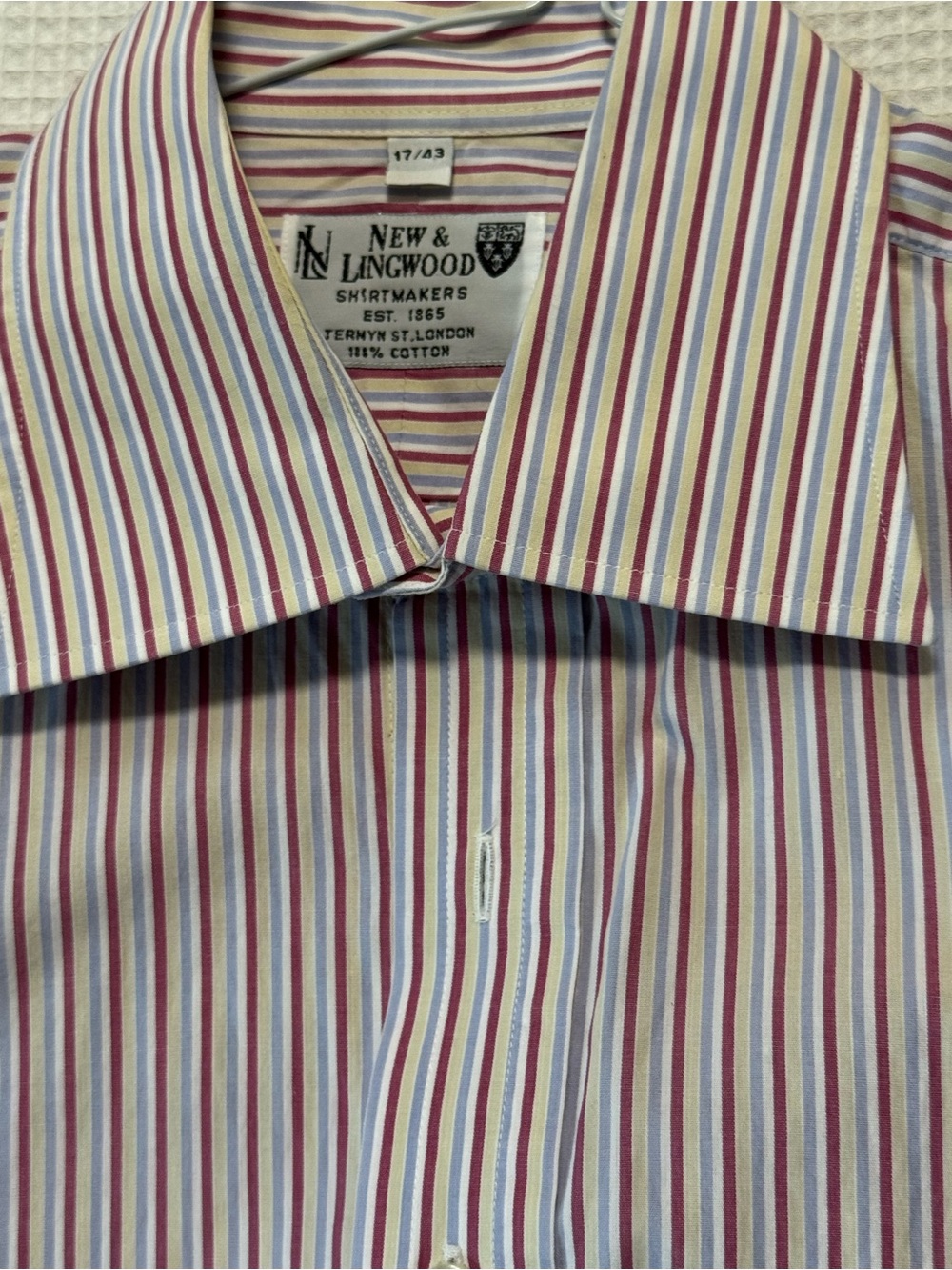 New & Lingwood Men's Pink Multi-Stripe Cotton Dress Shirt